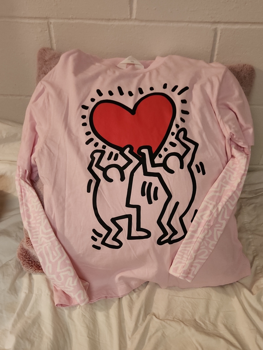 Kids Long Sleeve Pink Graphic Heart Top